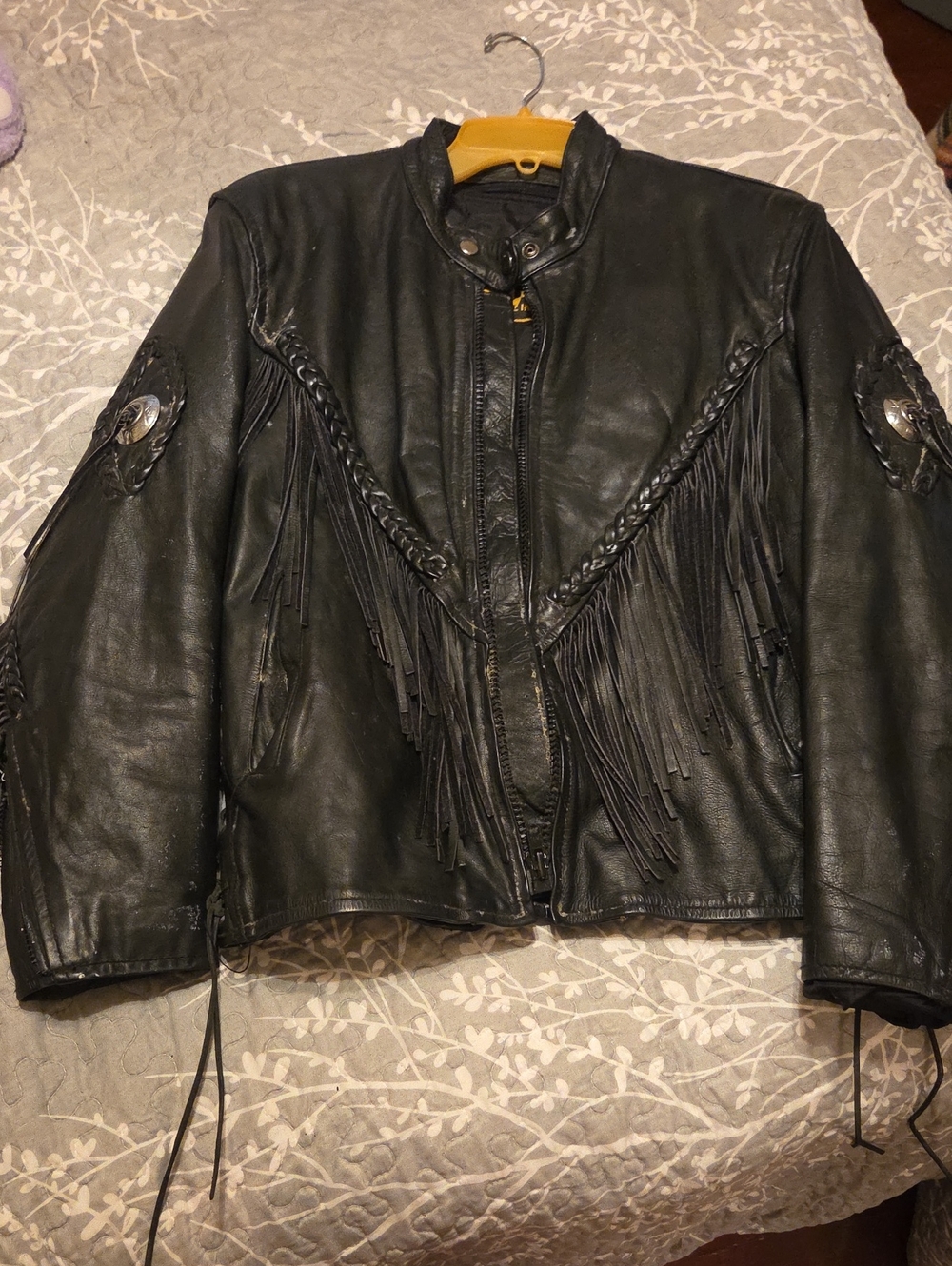 Unik Black Leather Fringe Jacket